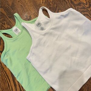 Athleta Mint Green and White Tank Tops